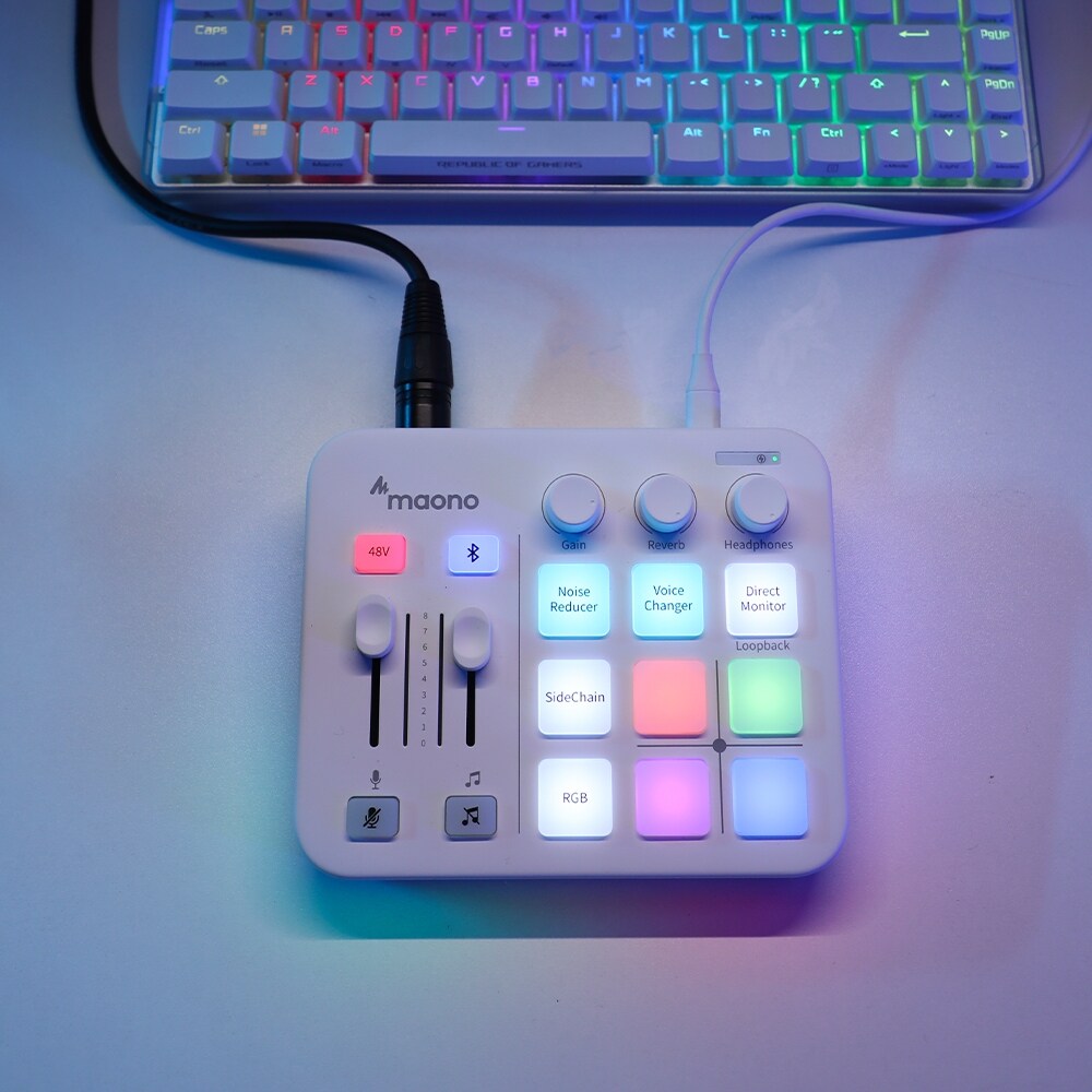 White Maono G1 Neo Gaming Mixer Sound Card Audio