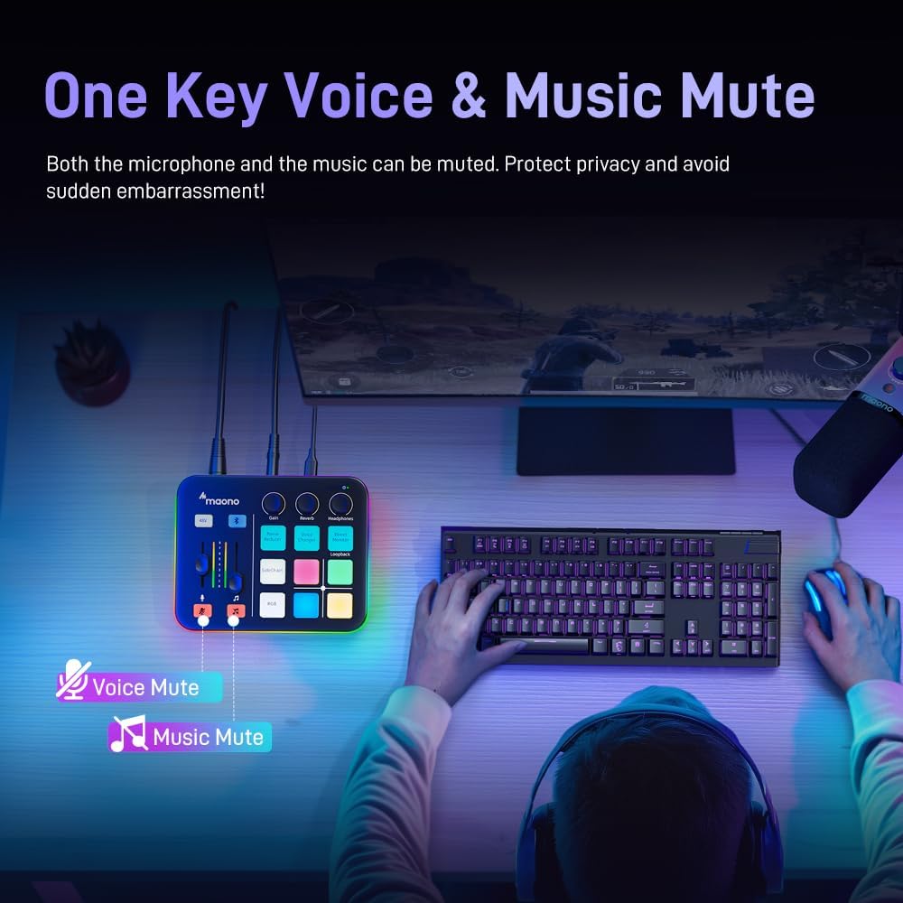 Black Maono G1 Neo Gaming Mixer Sound Card Audio