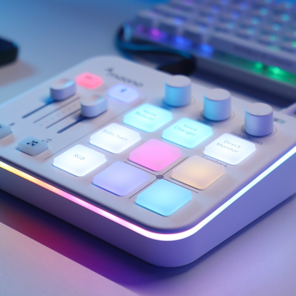 White Maono G1 Neo Gaming Mixer Sound Card Audio