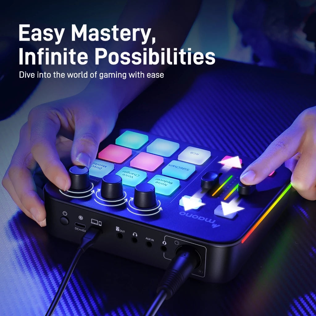 Black Maono G1 Neo Gaming Mixer Sound Card Audio