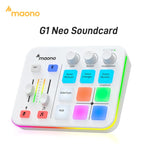 White Maono G1 Neo Gaming Mixer Sound Card Audio